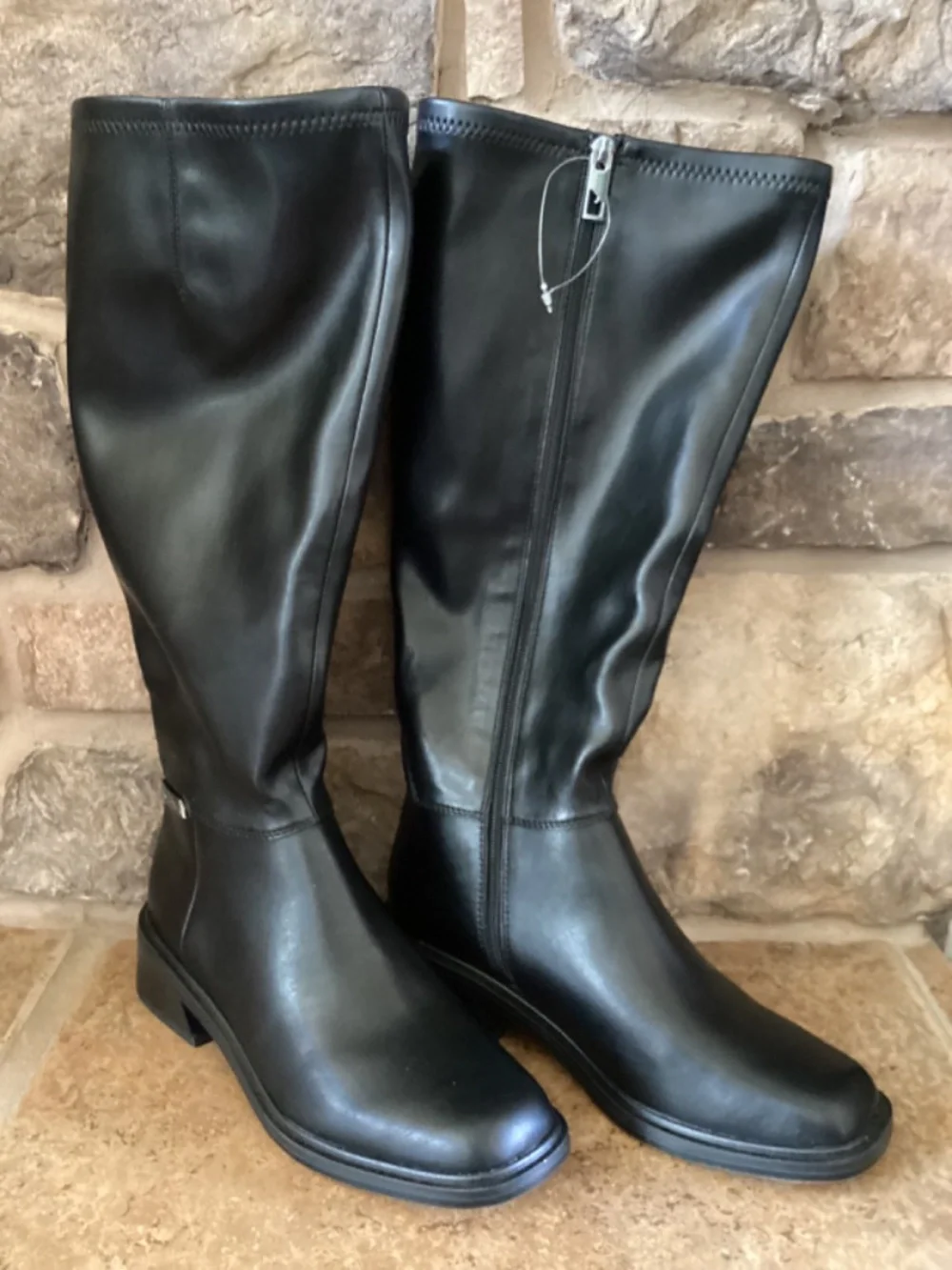 Franco Sarto‎ Geralyn Black Boots Womens Size 8.5 Wide Calf Knee High New